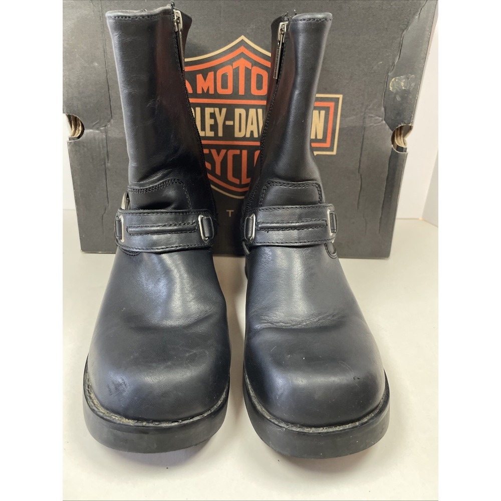 Harley-Davidson Women's 9 M Christa Black Leather Motorcycle Boot Side Zip - Picture 4 of 7